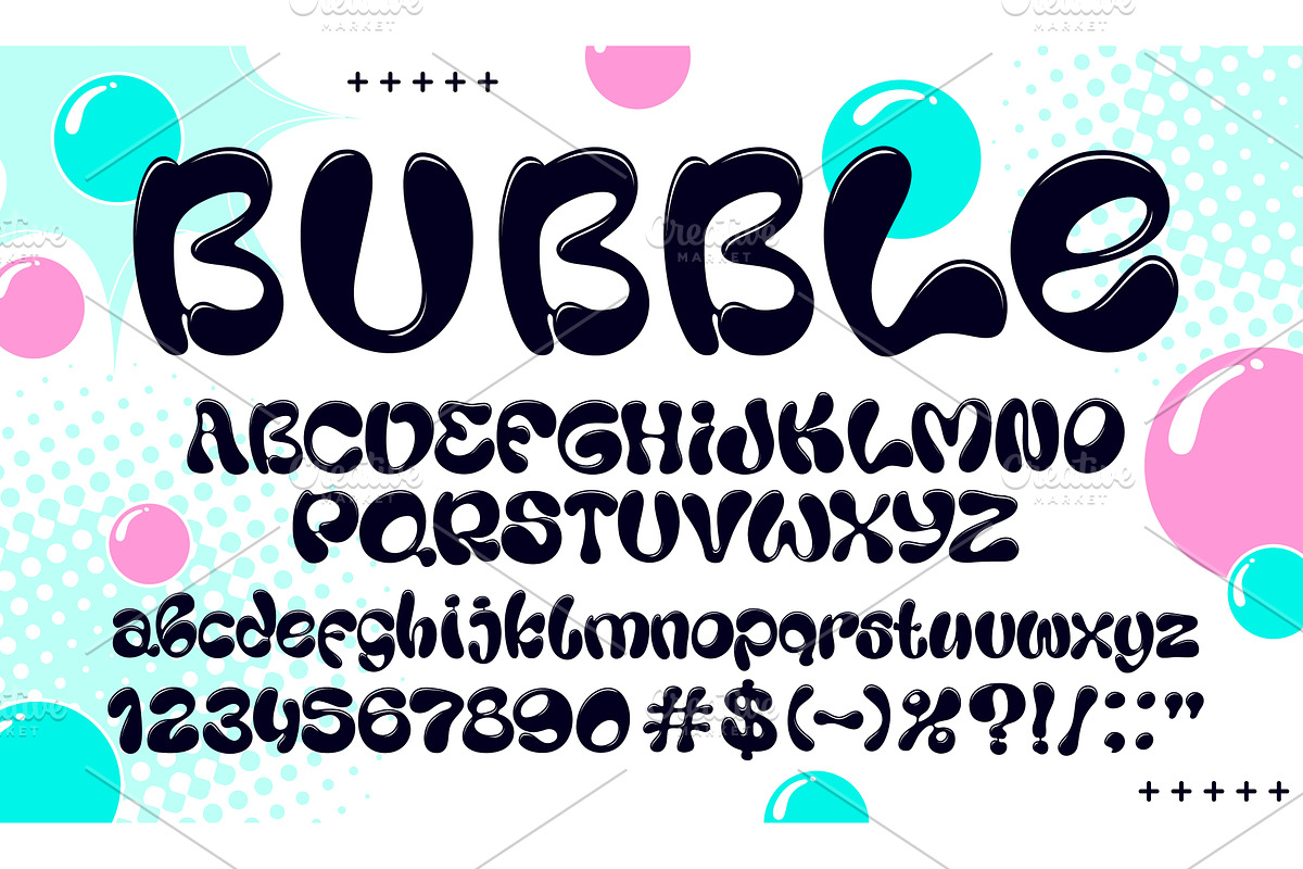 Funky liquid bubble font, groovy, a Decorative Illustration by Vector Tradition