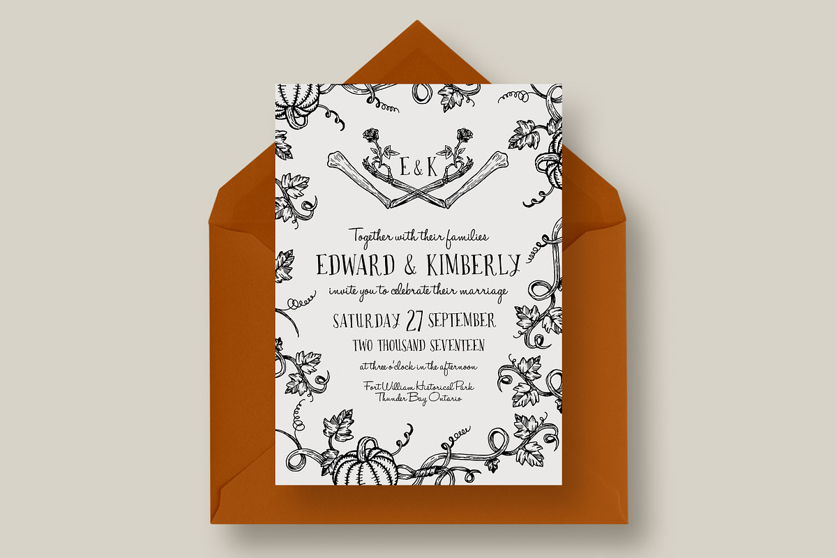 Halloween Pumpkin Wedding Suite, an Invitation Template by Knotted Design (Photo 2 of 6)