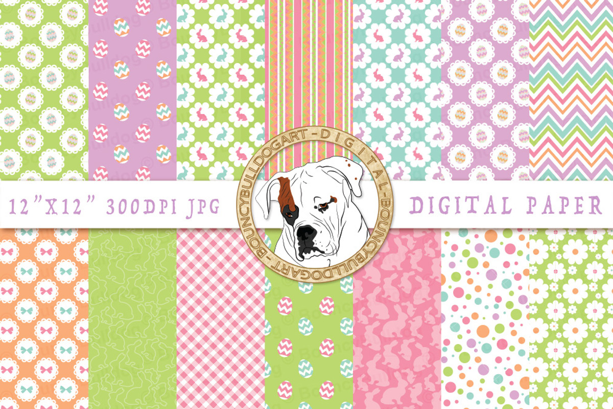 Happy Easter Digital Paper, an Illustration by BouncyBulldog