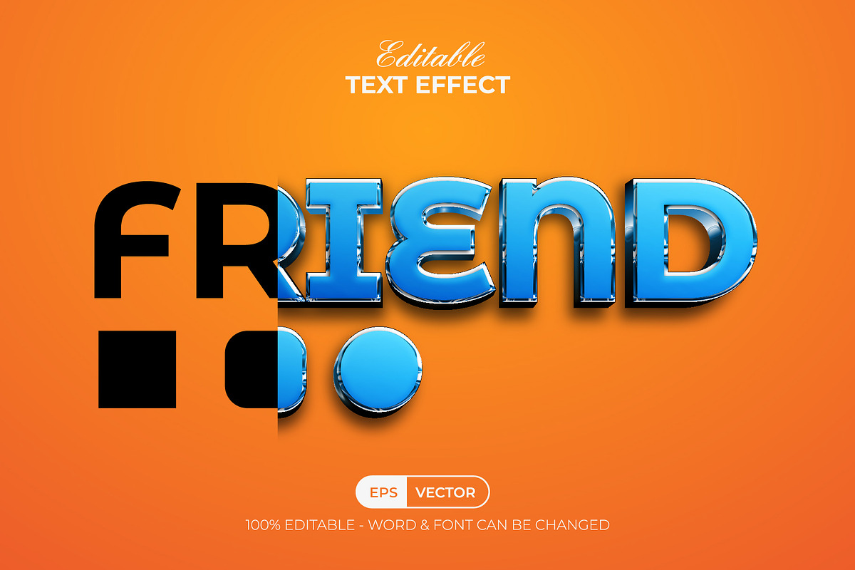 Friend Text Effect Blue Style, a Layer Style Add-On by Mockmenot