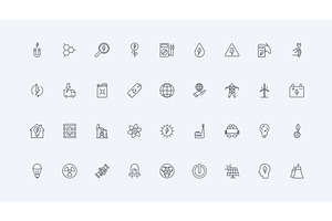 Electricity production icons, an Illustration by Lemberg Vector