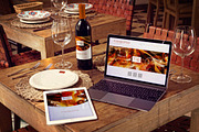 Wine Bottle, iPad Air 2, Macbook, a Books & Magazine Mockup by 4to Pixel (Thumbnail 1 of 2)