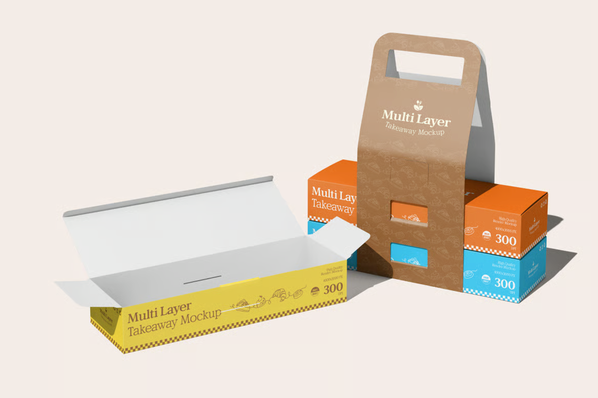 Restaurant Food Takeaway Box Mockup, a Packaging Mockup by graphicsauce (Photo 3 of 3)