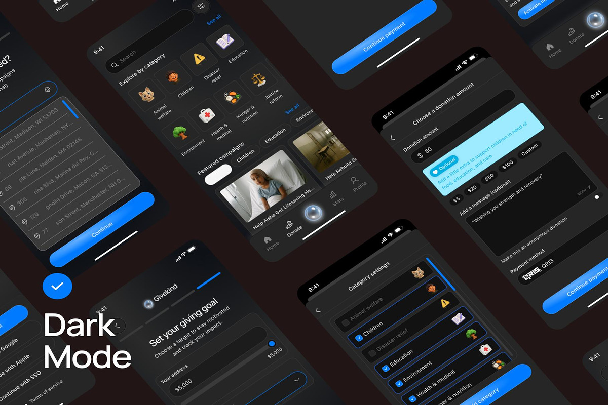 GiveKind - Charity Mobile App UI KIT, an UI Kit Template by Creative Perspective (Photo 4 of 8)