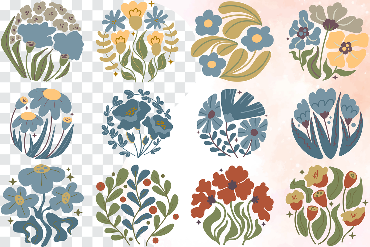 Groovy Earth Tone Flower PNG Set, an Object Graphic by Flourish Spark (Photo 6 of 10)
