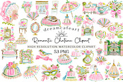 Romantic Chateau Watercolor Clipart, an Illustration by DreamCafeArt (Thumbnail 1 of 6)