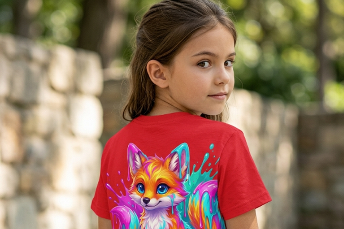 Cute Rainbow Paint Drip Fox, a Shirt Mockup by Vector Stall (Photo 9 of 15)