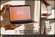 Hand Held Creamy Devices Mockups, a Device Mockup by Dikarte.Store (Thumbnail 1 of 10)
