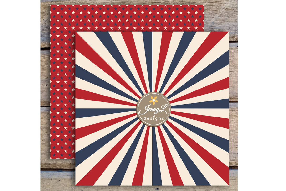 Vintage 4th of July Digital Papers, a Pattern Graphic by JennyL Designs (Photo 2 of 3)