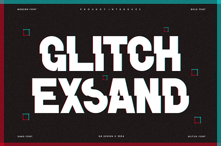Glitch Exsand - Futuristic Font, a Sans Serif Font by QR Design Studio