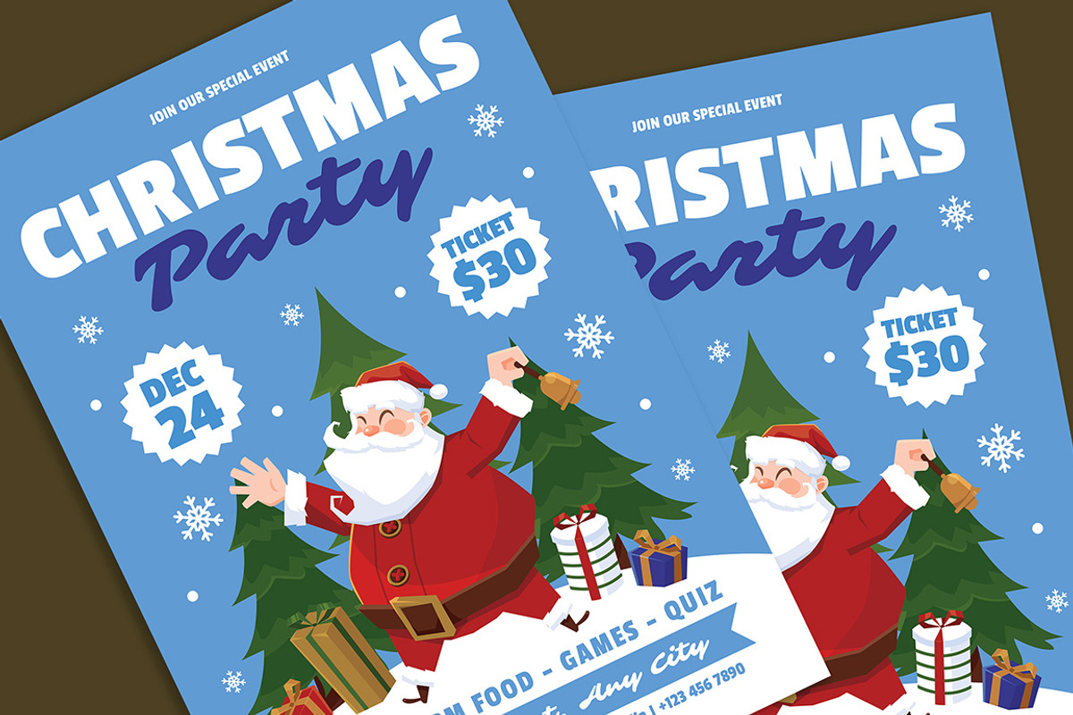 Cute Christmas Party Flyer, a Flyer Template by Gumico Studio. (Photo 3 of 3)