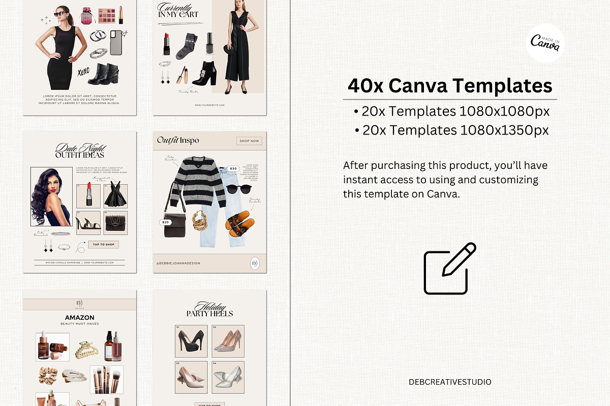 Fashion Blogger LTK Canva Template, a Social Media Template by Deb Creative Studio (Photo 2 of 9)