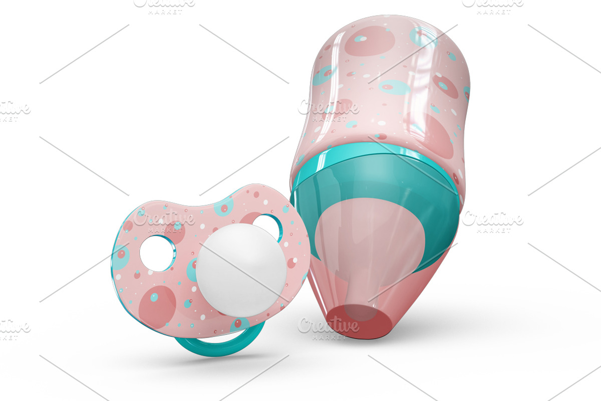 Baby Bottle and Pacifier Vol2 Mockup, a Product Mockup by PixelMockup (Photo 12 of 17)