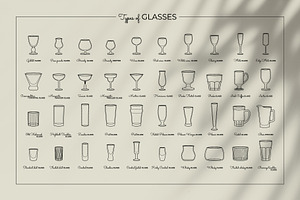 Elegant Line Art Bar Menu Icons