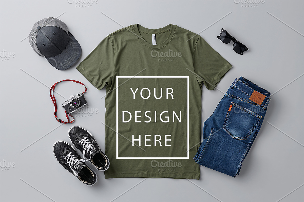T-Shirt Mockup - Olive Edition, a Shirt Mockup by ForhadGFX (Photo 5 of 12)