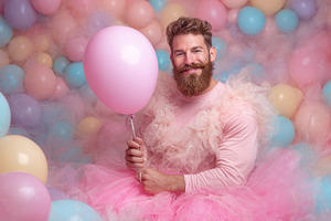 Man with pink balloon, a Photo by Beautiful things
