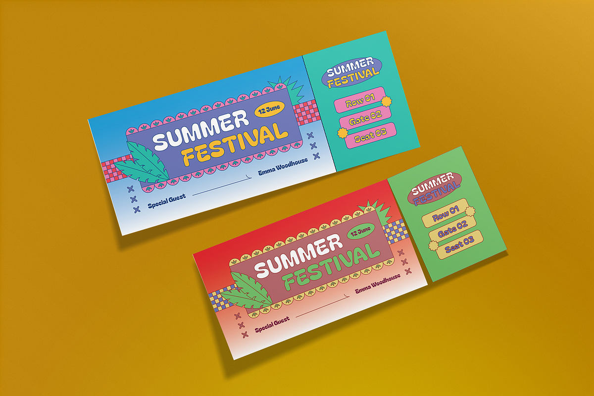 Blue Gradient Summer Fest Ticket, a Card Template by graphicook (Photo 3 of 3)