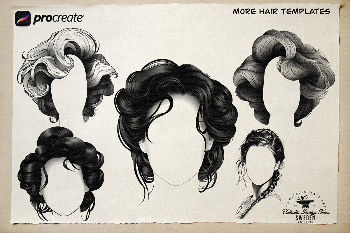 Procreate / Neo-traditional Ladies, a Brush Add-On by Studio.Valhalla (Photo 6 of 11)