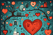 Vintage Love Pattern, a Background Graphic by Printable Treasure (Thumbnail 3 of 4)
