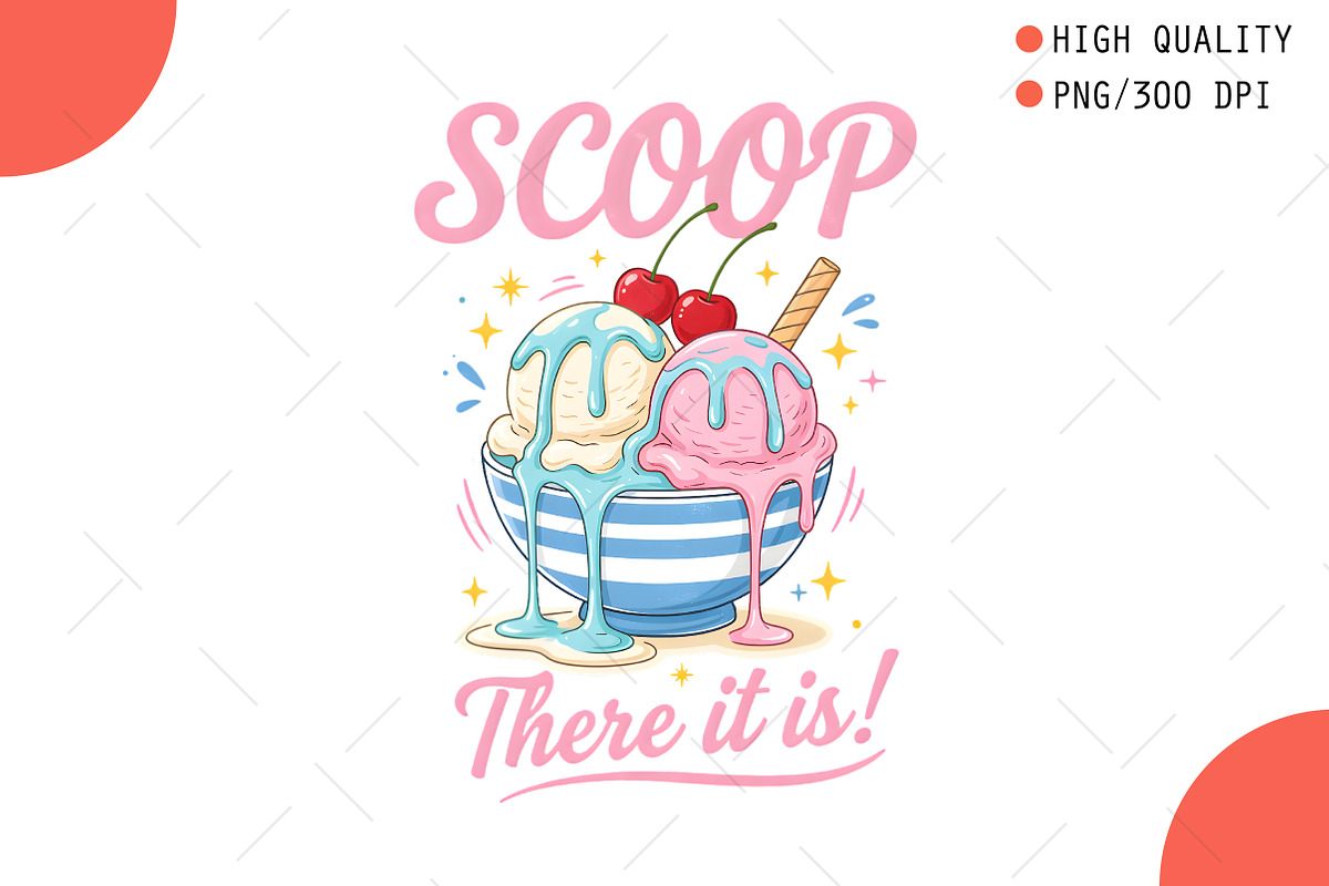 Cute Ice Cream Scoop PNG, a Seasonal Illustration by OK Design (Photo 1 of 5)
