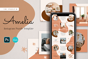 Amelia Instagram Puzzle | CANVA + PS, a Social Media Template by Slidesmash