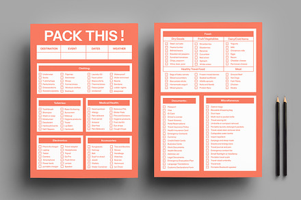 Travel Packing Checklist Template, a Stationery Template by MightyDesign