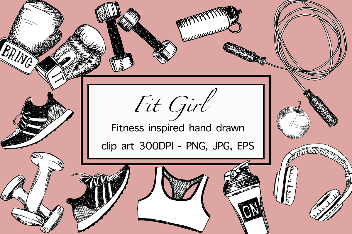 Fit Girl hand drawn clip art, a Graphic by Stylus & Bloom (Photo 1 of 6)