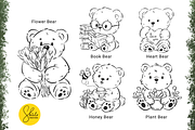 Cute Bear Cliparts - Lineart Set, an Object Graphic by shielscreations (Thumbnail 2 of 3)