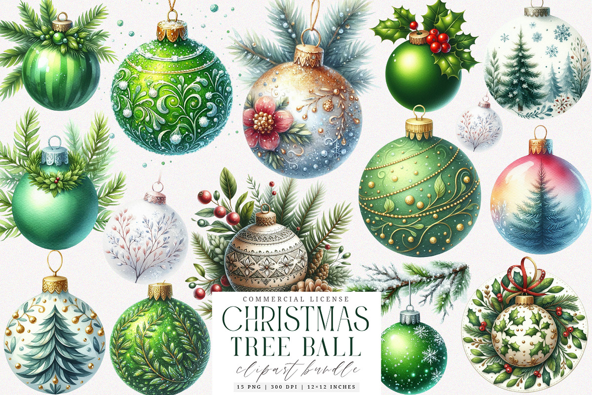 Green Christmas Tree Ball PNG, an Illustration by SinaCreation (Photo 1 of 7)