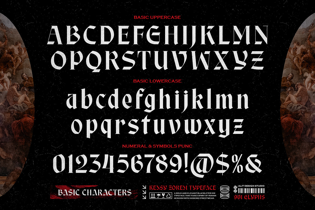 Kensy Zorem Typeface, a Blackletter Font by alit design (Photo 3 of 20)