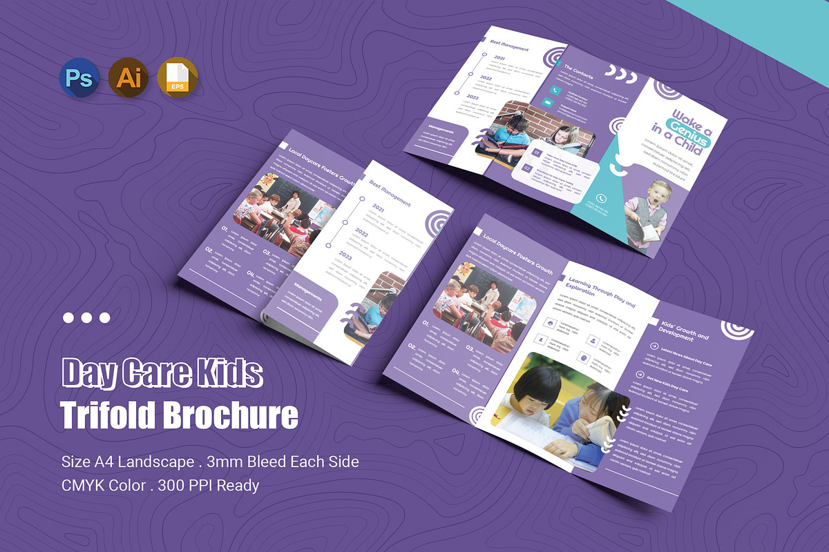 Day Care Kids Trifold Brochure, a Brochure Template by Esensifiksi.studio