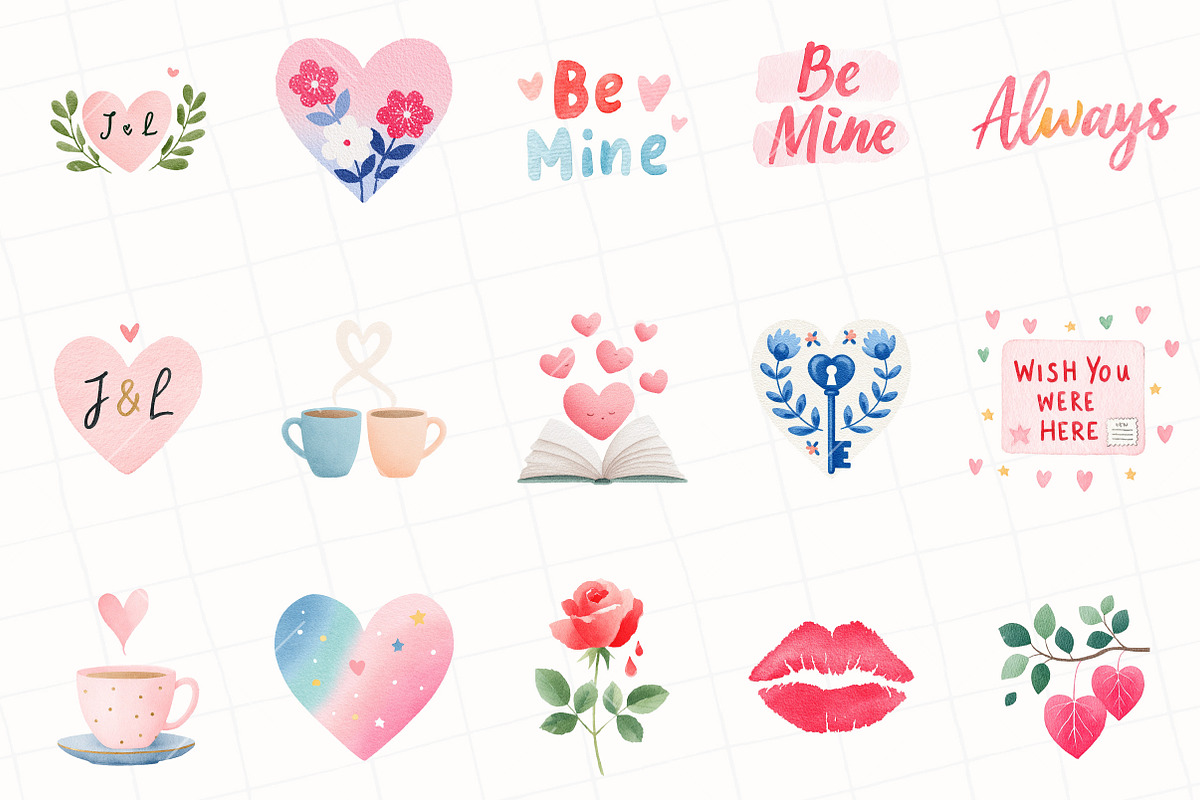 Minimalist Valentine Clipart, an Illustration by OK Design (Photo 3 of 6)