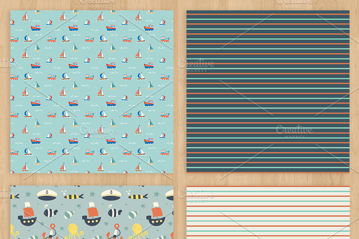 Nautical Paper Pack, a Pattern Graphic by Zlatoena Clipart (Photo 2 of 4)