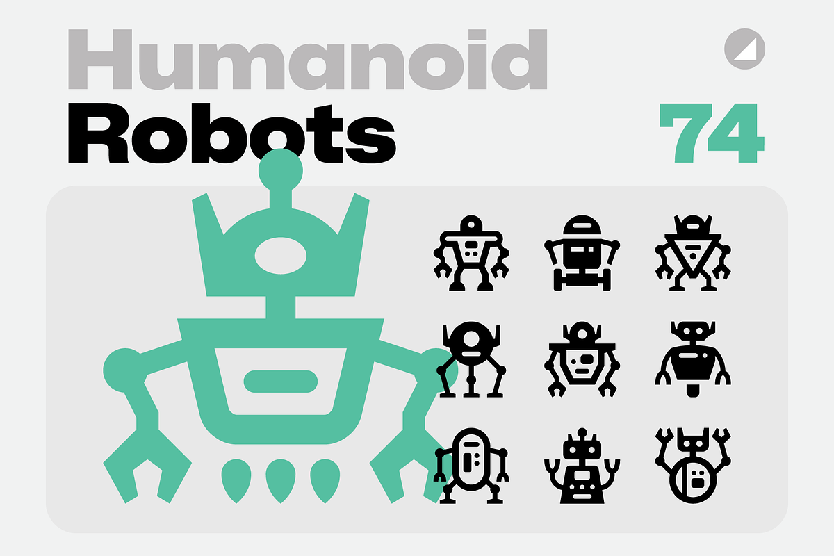 Basicons / Humanoid Robots Icons, an Outline Icon by EDT.Graphics (Photo 1 of 6)