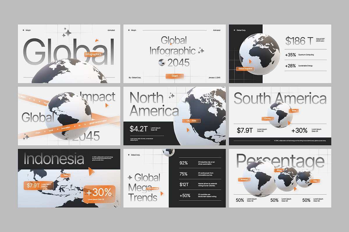 Animated Global Infographic PPT preview 2