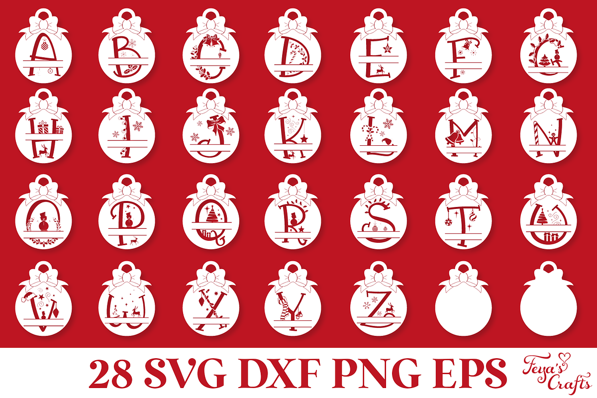 Round Christmas Monogram Vector Pack, an Illustration by Anastasia Feya (Photo 2 of 9)