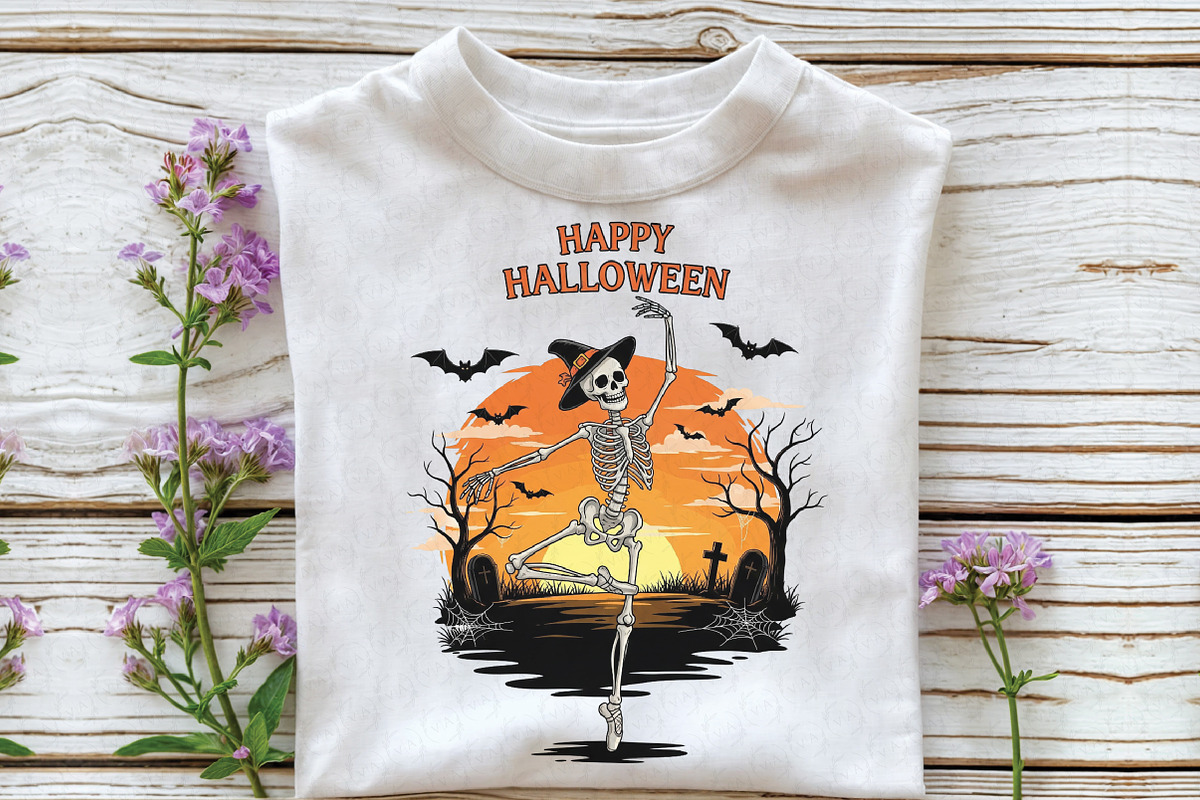 Halloween Skeleton Dance Sublimation, an Illustration by Craft Nest (Photo 2 of 6)