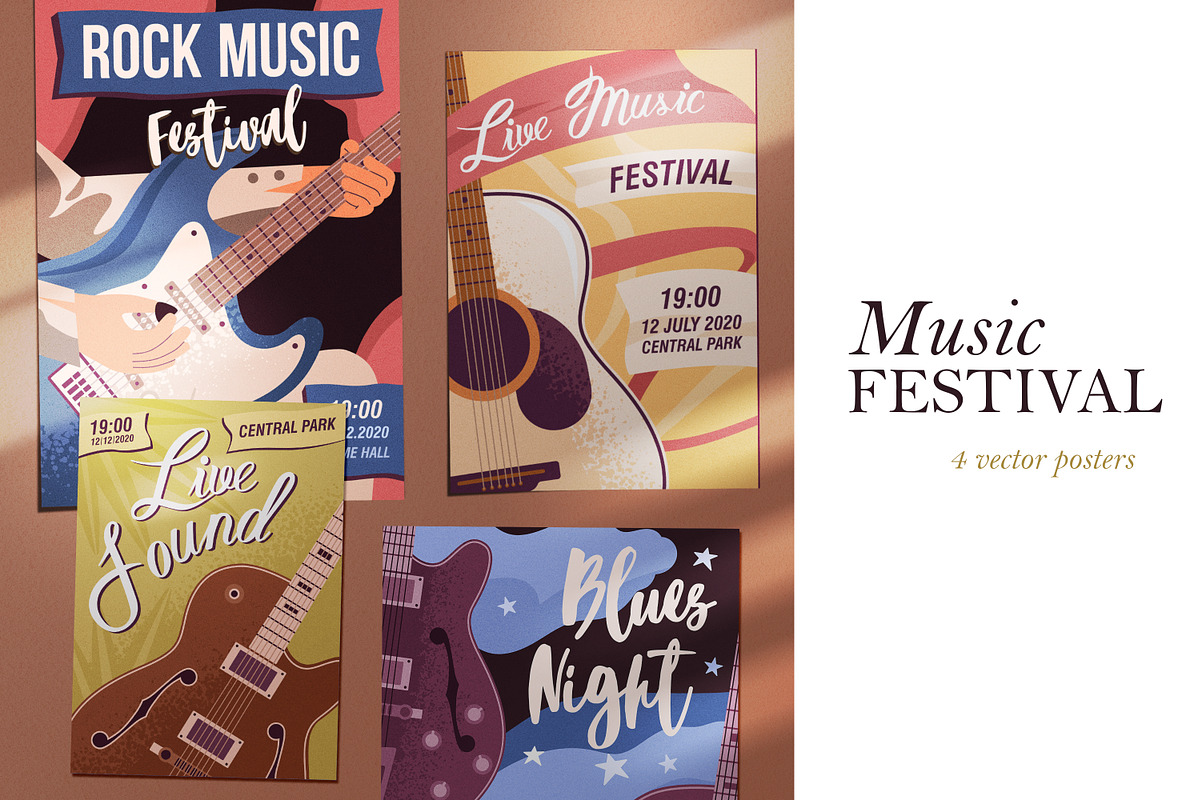 Music festival promo posters set, a Background Graphic by Good Studio (Photo 1 of 5)