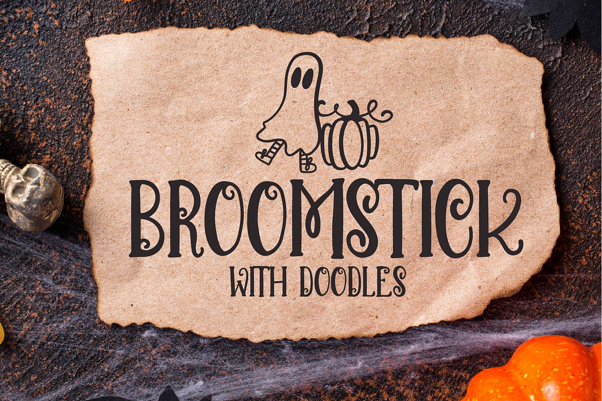 Broomstick Halloween Font & Doodles, a Symbol Font by CraftyLittleNodes (Photo 1 of 5)