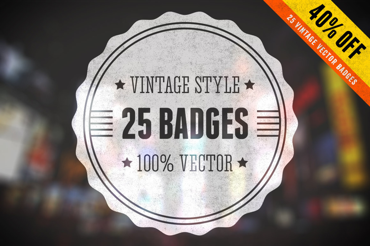 40% Off - Vintage Vector Badges Set