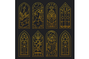 Golden contour patterns of stained, an Illustration by Vectorbuum