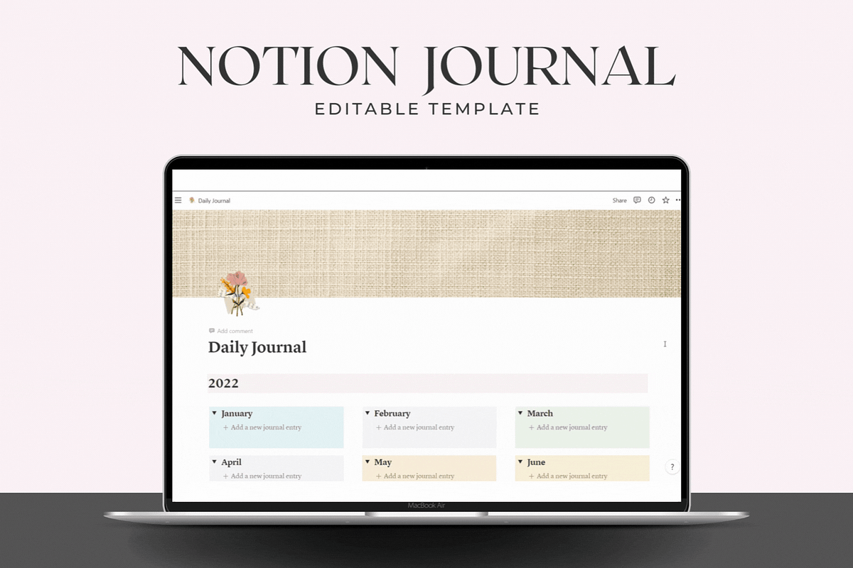 Journal Template for Notion, a Templates & Theme by AestheticOrganizer (Photo 2 of 9)