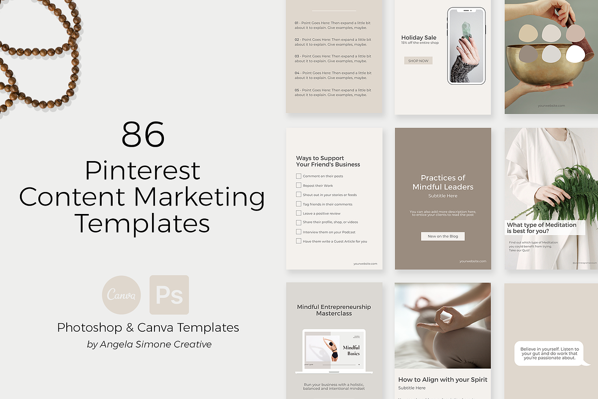 Pinterest Content Marketing Template, a Social Media Template by angela simone creative (Photo 1 of 22)