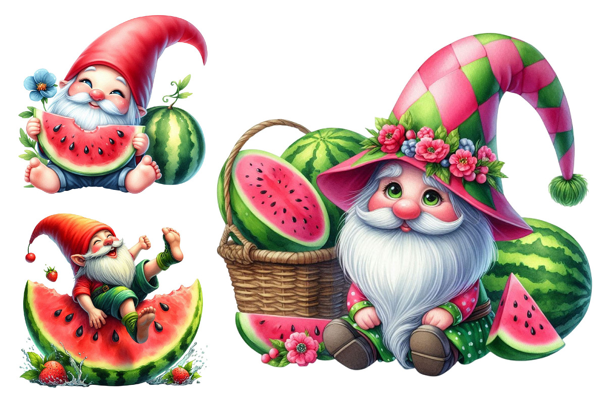 Watermelon Gnome Clipart Bundle., a Graphic by CitraGraphics (Photo 3 of 3)