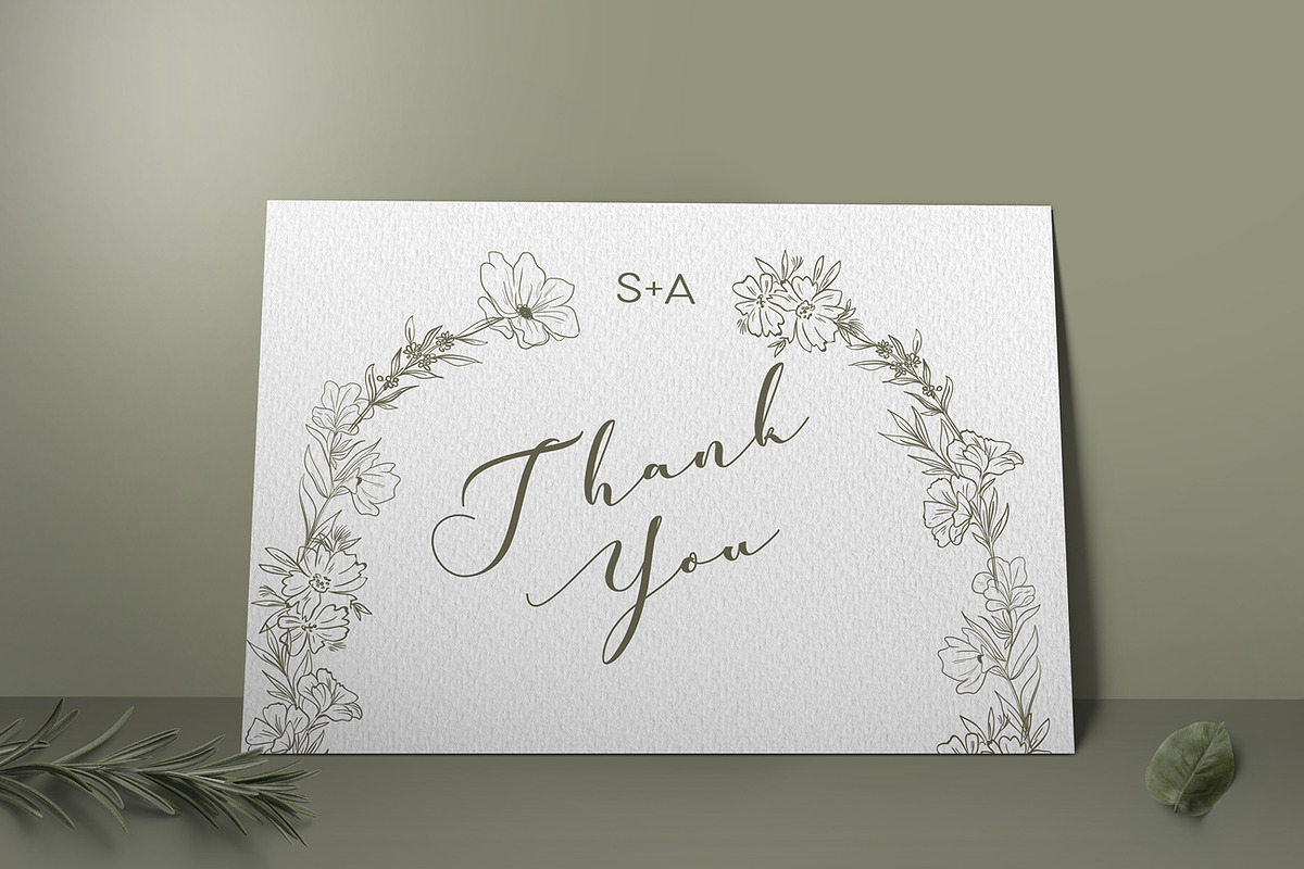 Flowers Sage Wedding Invitation Set preview 5