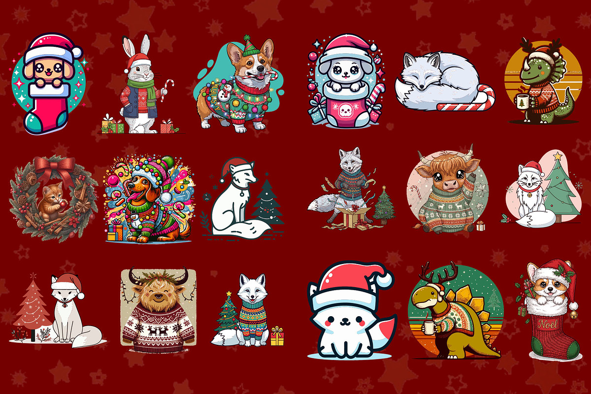 50 Festive christmas characters set, an Illustration by Sofia's Fashion (Photo 2 of 3)
