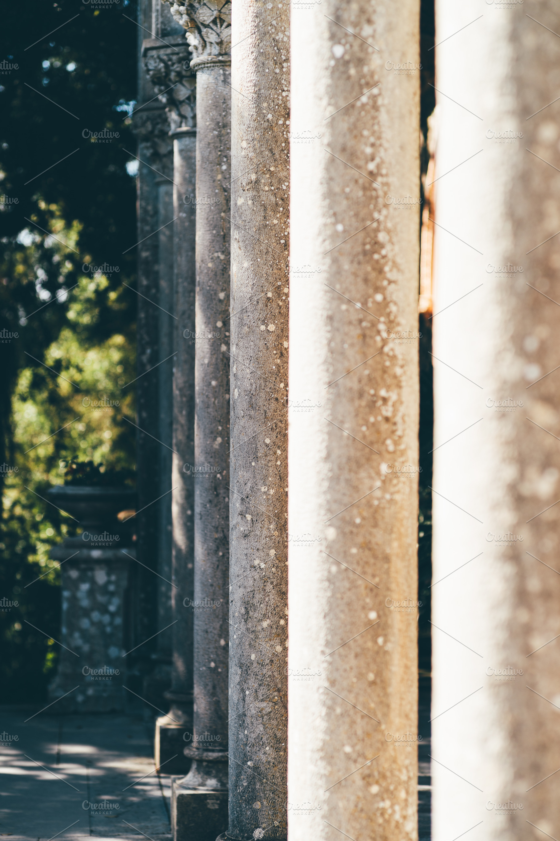 Weathered stone columns close-up, an Architecture Photo by SkyNext