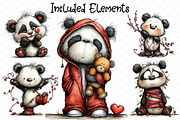 Whimsical Valentine Panda Clipart, an Illustration by cherrydesign (Thumbnail 2 of 4)