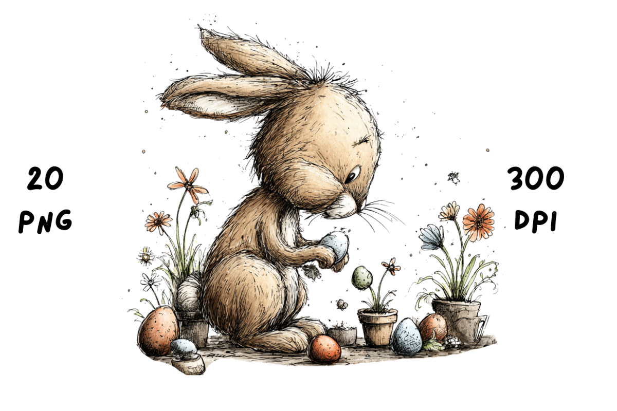 Whimsical Floral Easter Rabbit, an Animal Illustration by GiraffeCreative (Photo 16 of 20)