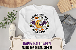 Halloween Print for Shirts, an Illustration by Print Haven Mochi Vintage